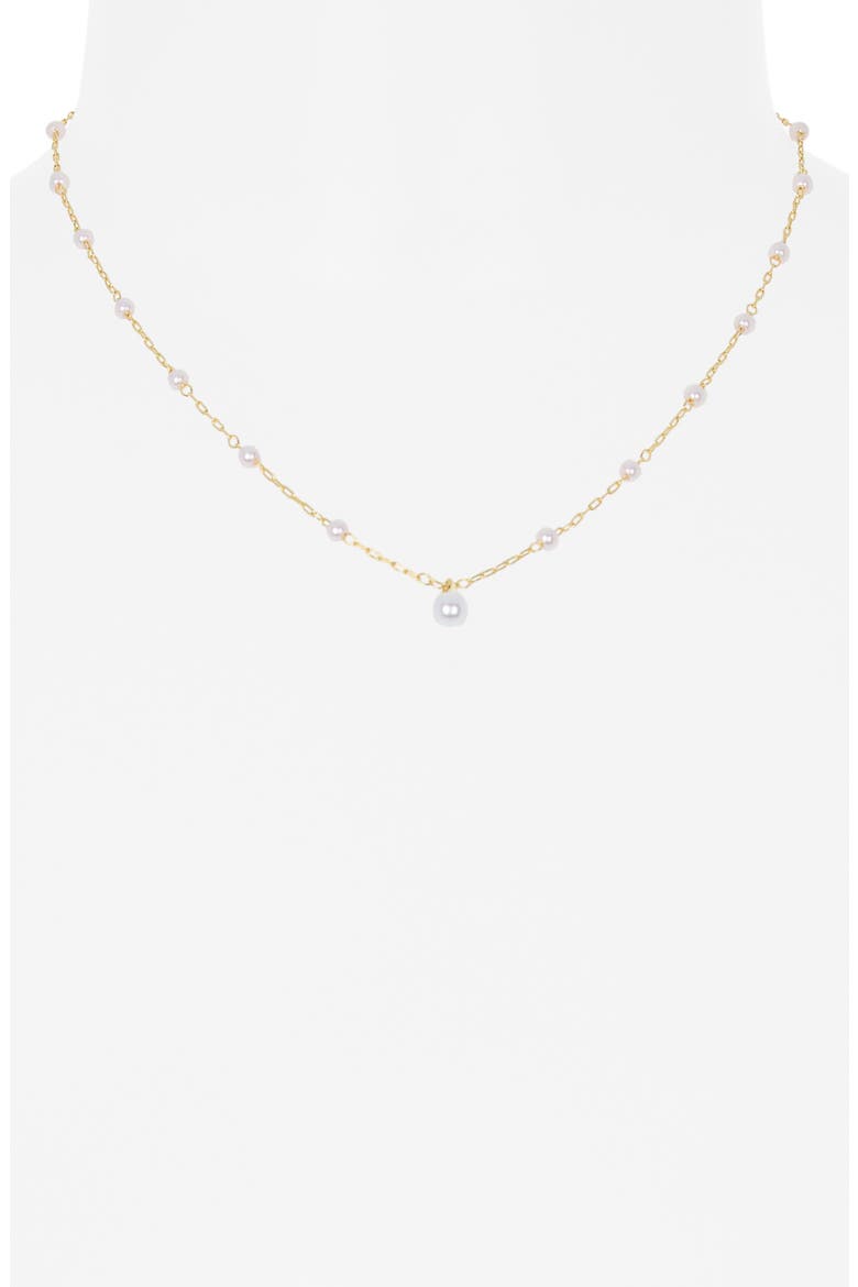 Faux Pearl Station Pendant Necklace, Alternate, color, CLEAR- WHITE- GOLD