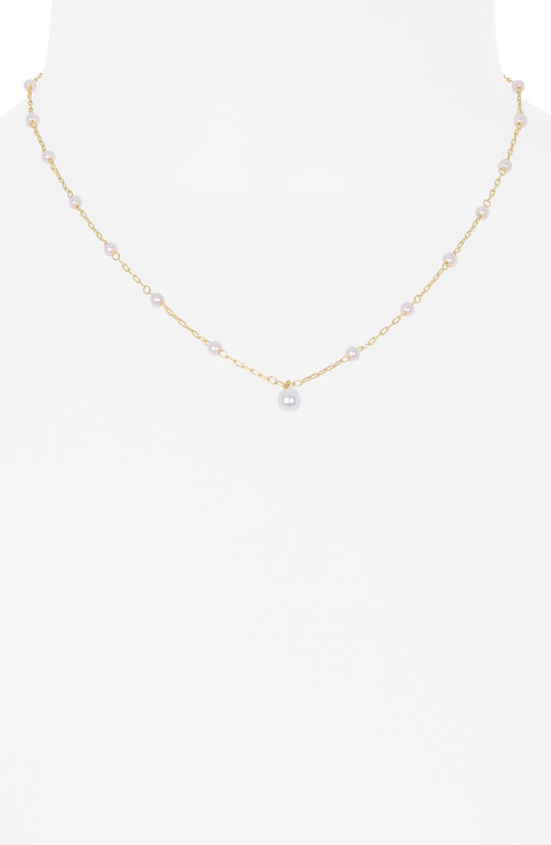 NORDSTROM RACK Faux Pearl Station Pendant Necklace, Alternate, color, Clear- White- Gold