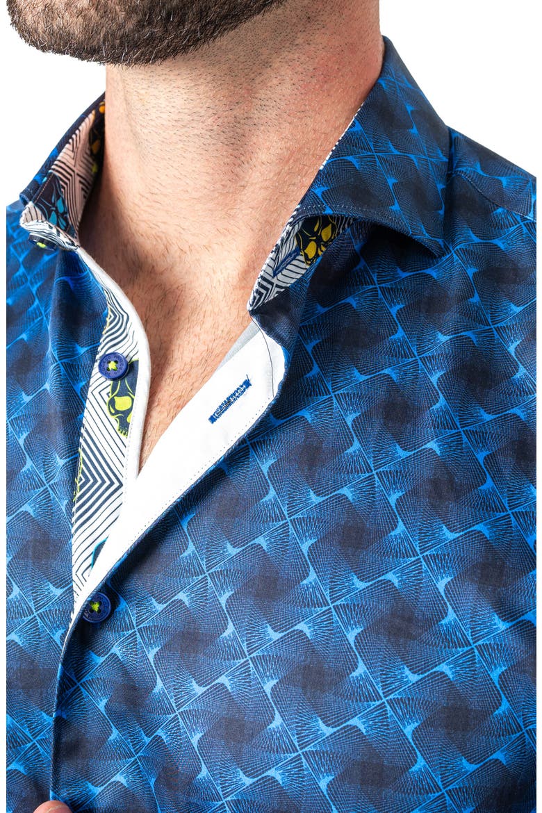 Einstein Regular Fit Crossover Blue Button-Up Shirt, Alternate, color, BLUE