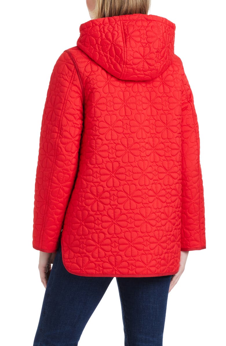 Kate Spade New York spade floral quilted a-line jacket, Alternate, color, Classic Red