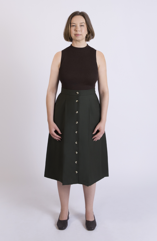 Aam The Label The Wool Midi Skirt In Green
