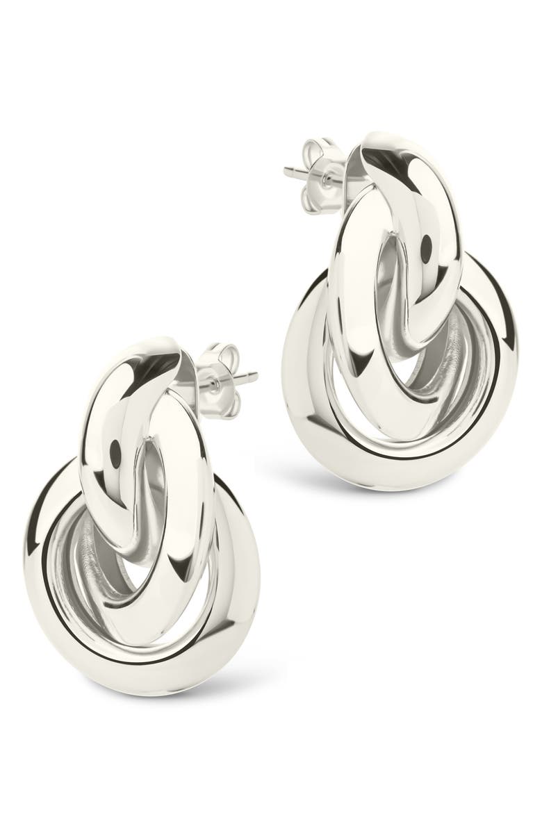 Sterling Forever Ashton Layered Knocker Stud Earrings, Alternate, color, Silver