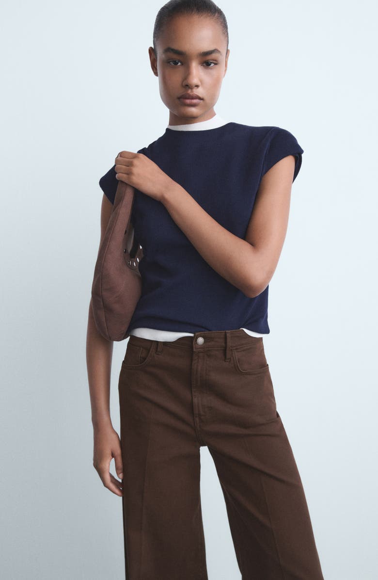 MANGO Elise High Waist Wide Leg Jeans, Alternate, color, Chocolate