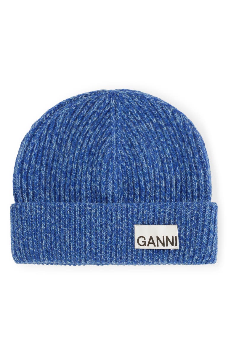 Ganni Rib Wool Blend Beanie, Main, color, 