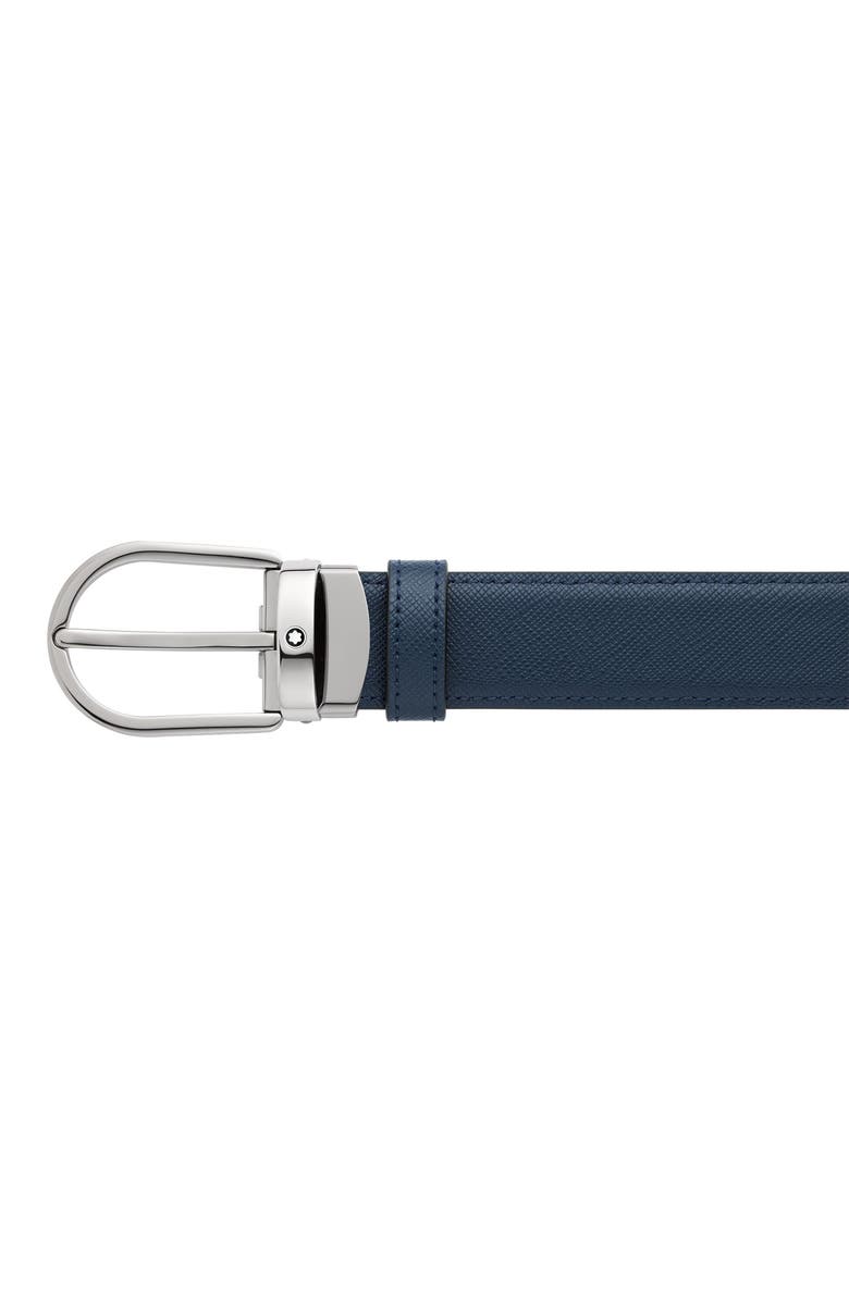 Montblanc Horseshoe Buckle Reversible Leather Belt, Alternate, color, Black Blue