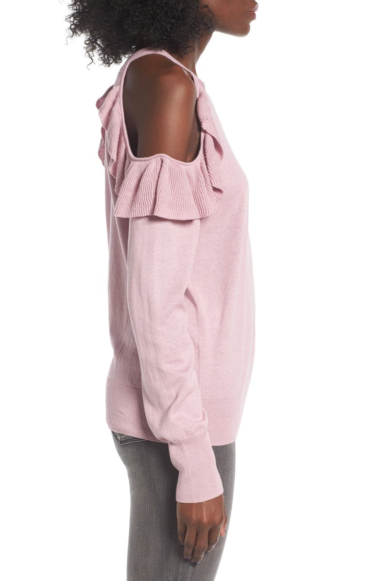 BP. Ruffle Cold Shoulder Pullover, Alternate, color, 