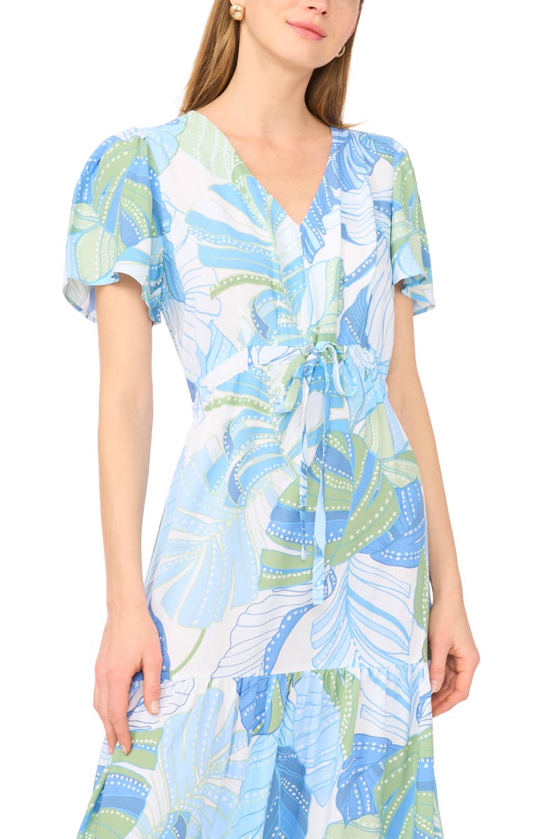 Vince Camuto Print Flutter Sleeve Tiered Maxi Dress, Alternate, color, Mint
