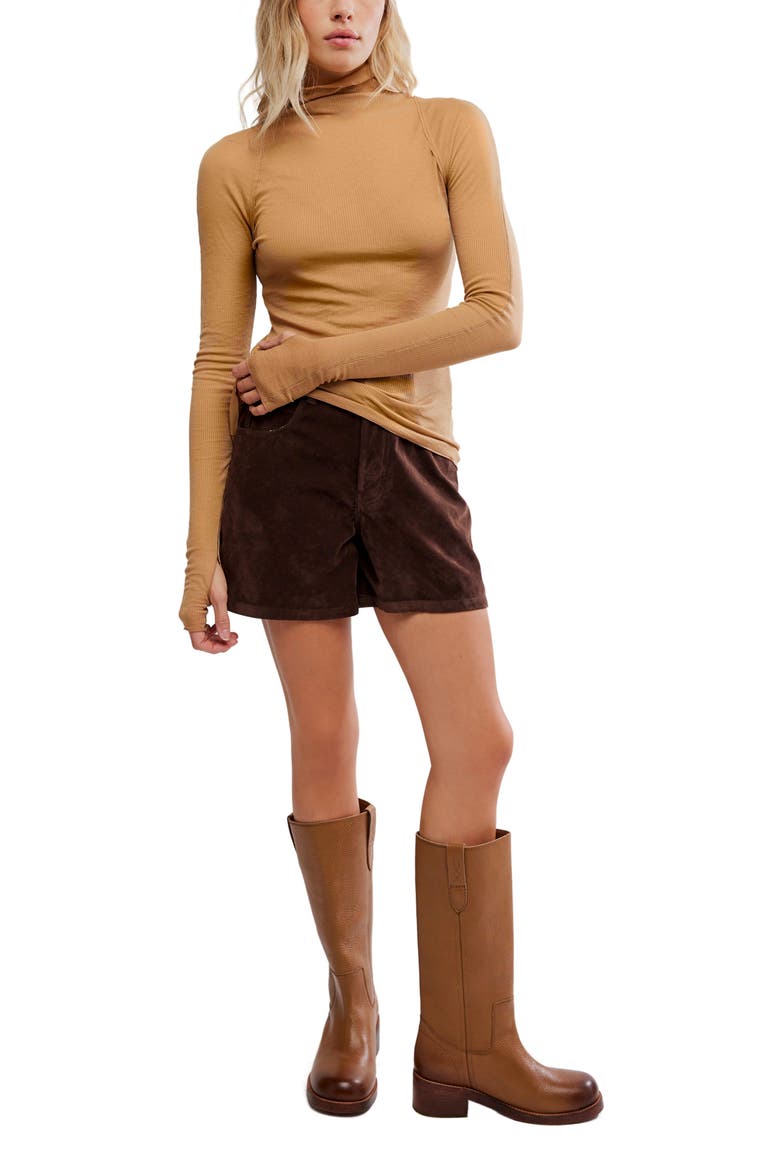 Close to Home Rib Turtleneck Top, Alternate, color, PRALINE