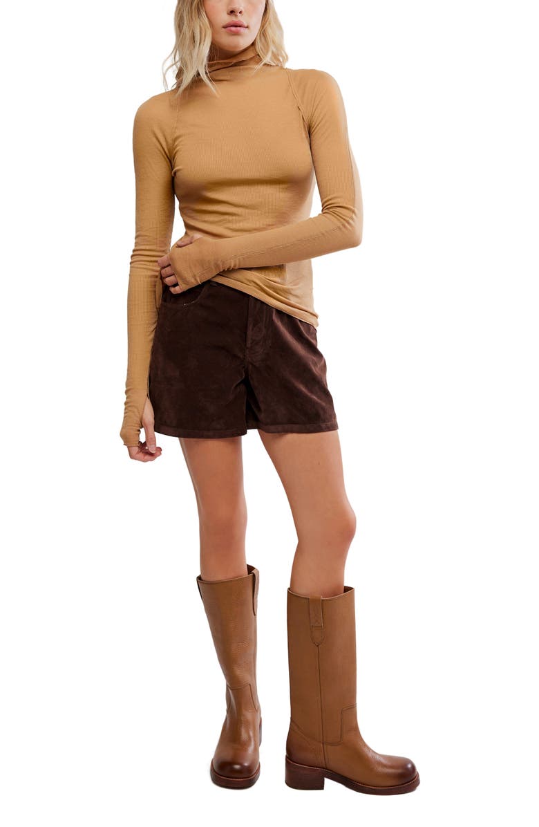 Free People Close to Home Rib Turtleneck Top, Alternate, color, Praline