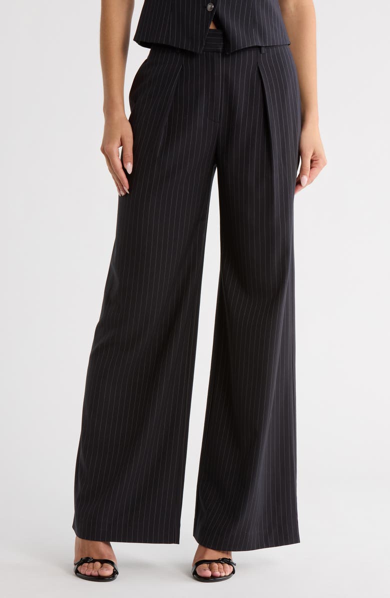 Ramy Brook Edda Wide Leg Pants, Main, color, Black Pinstripe