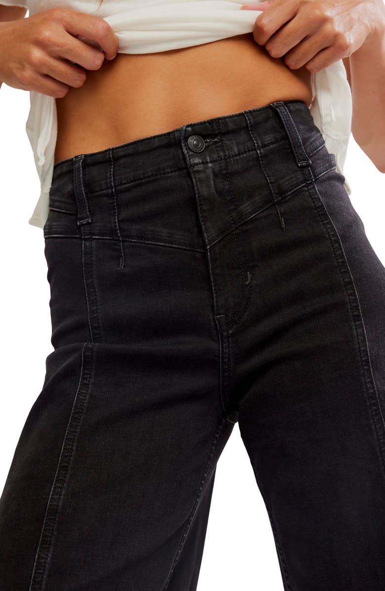 Free People Libre Front Yoke Wide Leg Jeans, Alternate, color, Cafe Noir