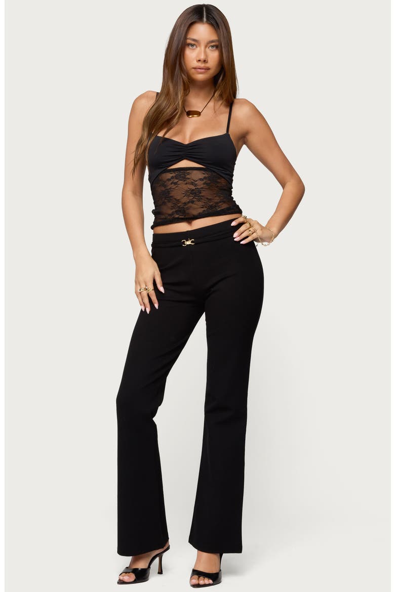 Damarie Sheer Lace Cutout Camisole, Alternate, color, BLACK