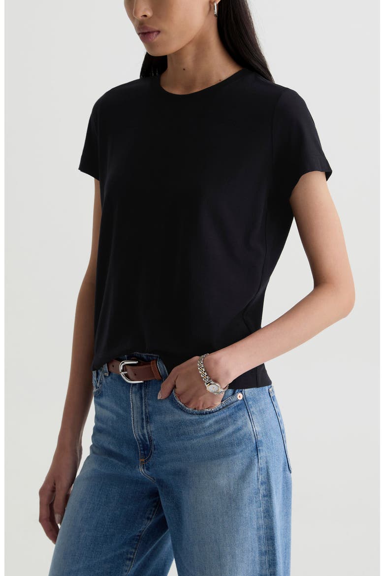 Zoie Cotton & Linen Blend T-Shirt, Alternate, color, SUPER BLACK