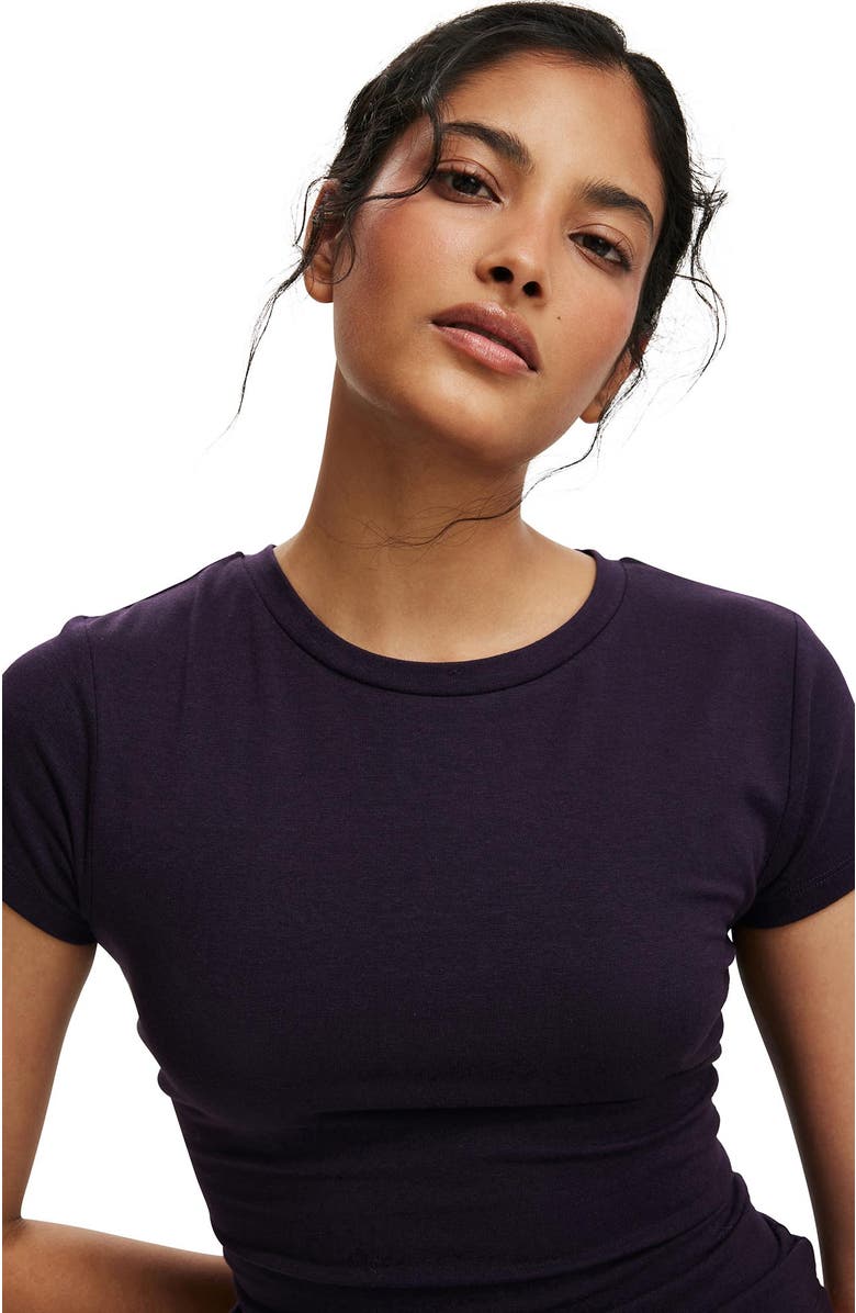 Cotton On Women's All Day Crew Tee, Alternate, color, Velvet Currant