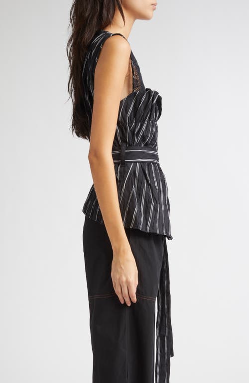 Kúr Bobbin Lace Yoke Stripe Belted Top In Multi