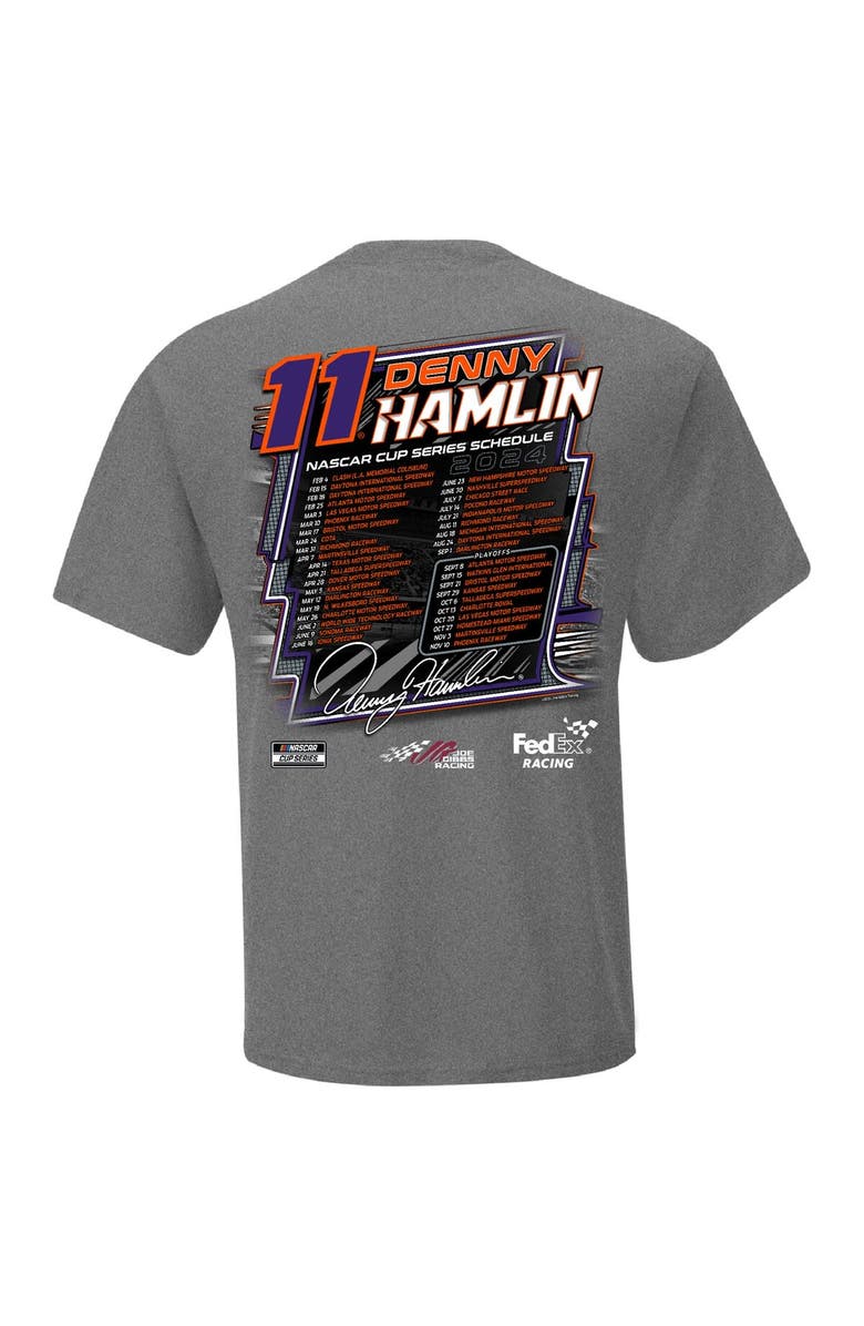JOE GIBBS RACING TEAM COLLECTION Men's Joe Gibbs Racing Team Collection  Gray Denny Hamlin  2024 Schedule T-Shirt, Alternate, color, 