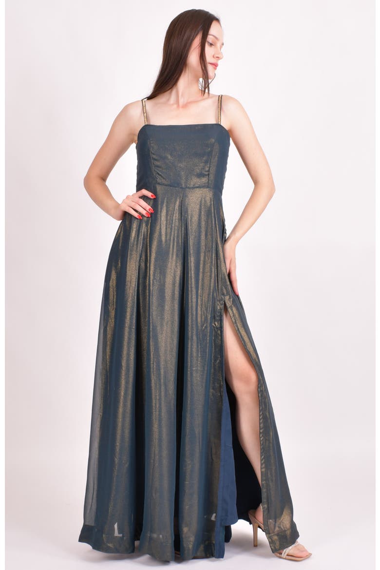 Adair Shimmer Saree Gown, Alternate, color, Green