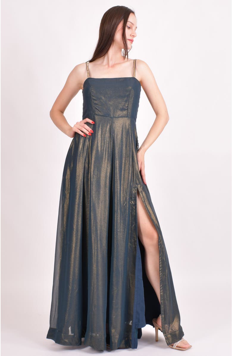 RAAS Adair Shimmer Saree Gown, Alternate, color, Green