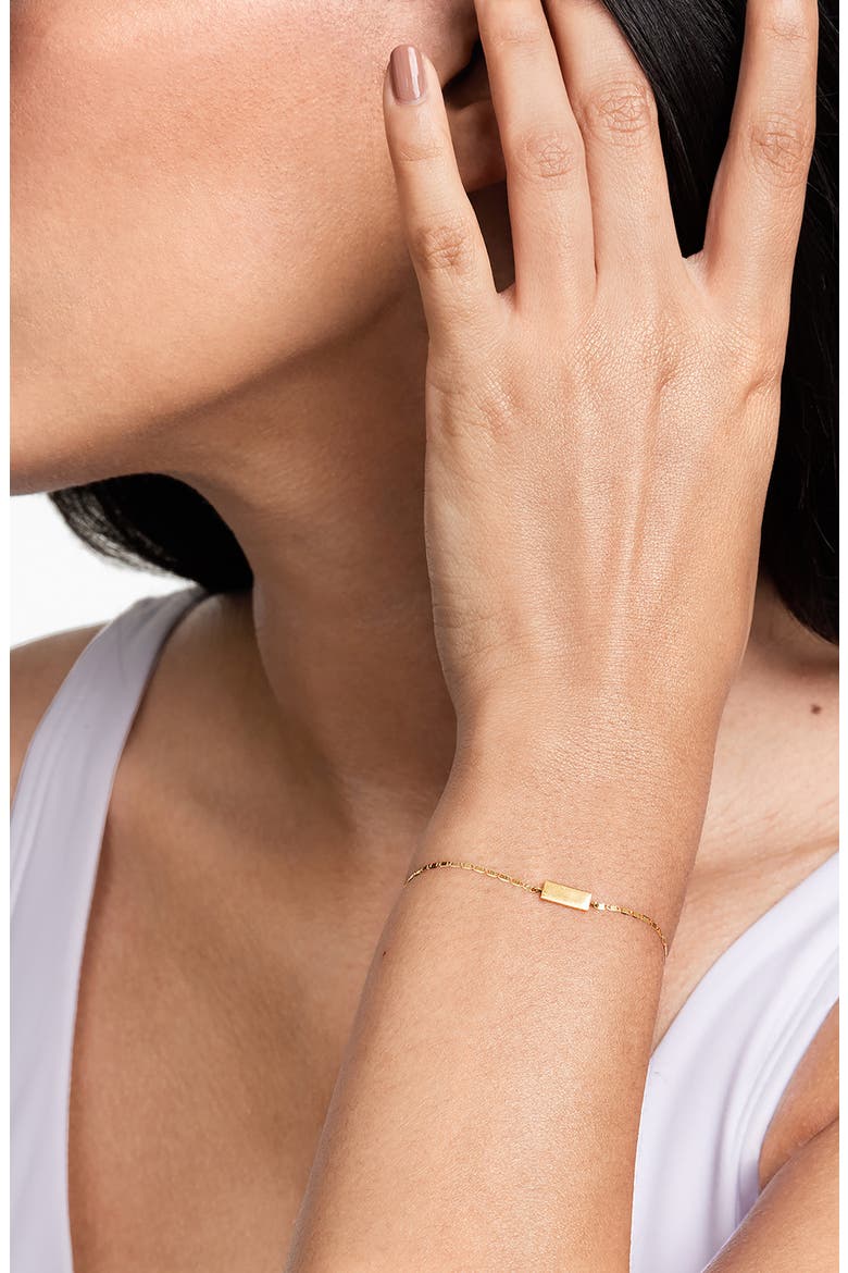 Petite Malibu 14K Gold Tag Bracelet, Alternate, color, YELLOW
