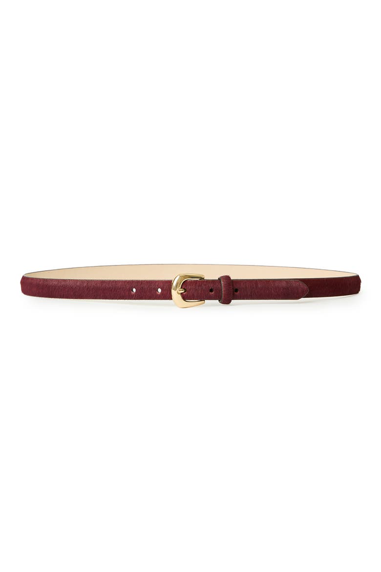 Kennedy Mini Genuine Calf Hair Belt, Main, color, BURGUNDY GOLD