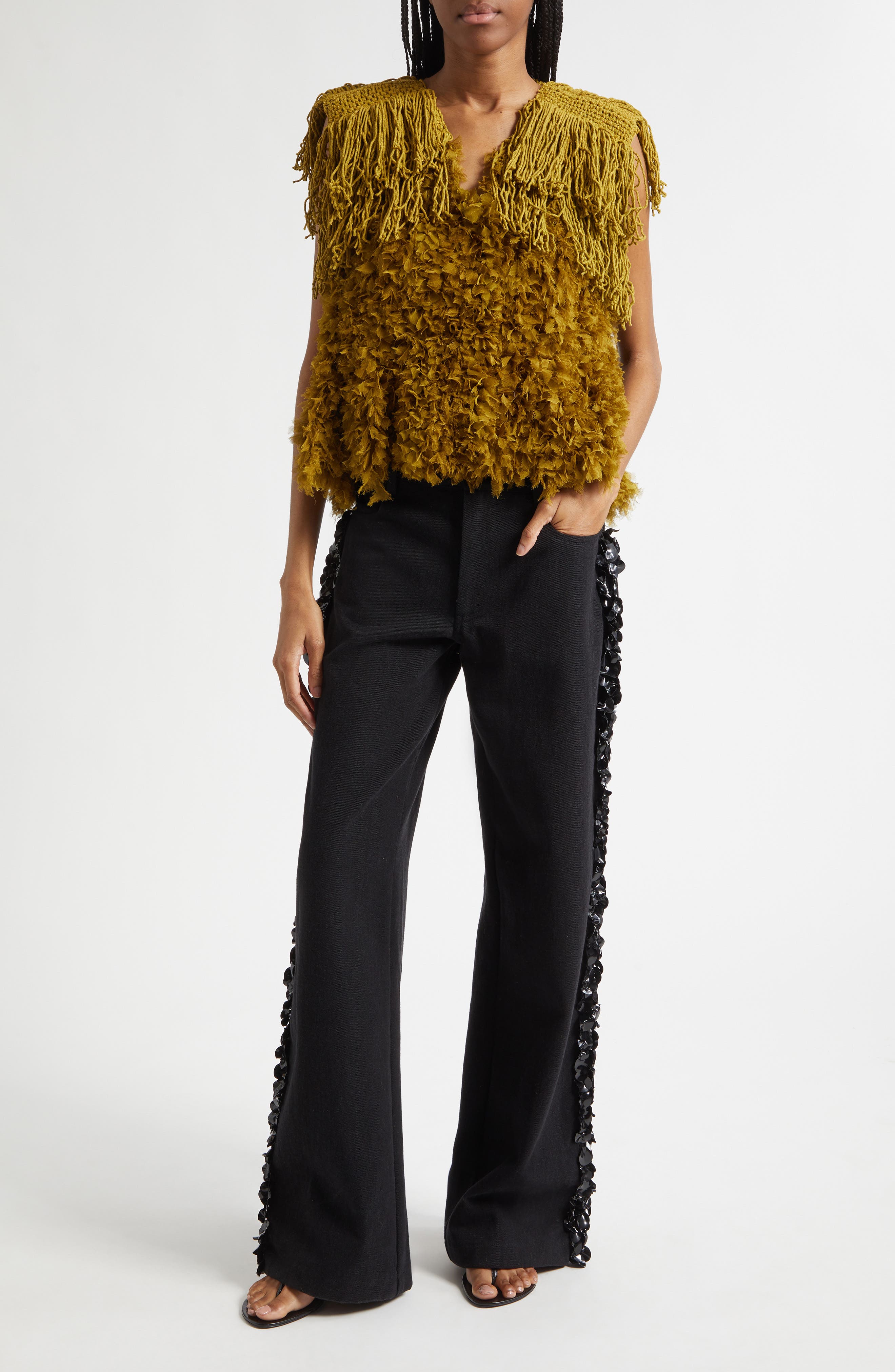 Burro Paillette Side Stripe Wide Leg Jeans - image 2