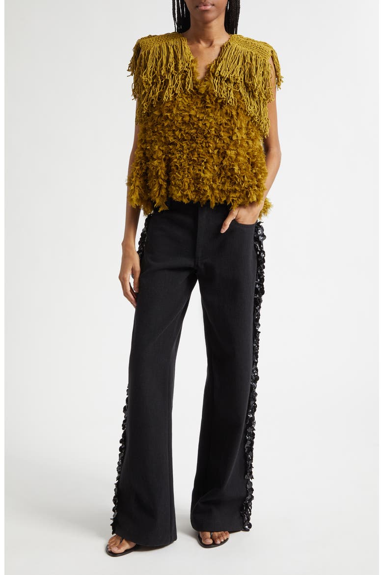 Bambola Mixed Media Top, Alternate, color, CUMIN