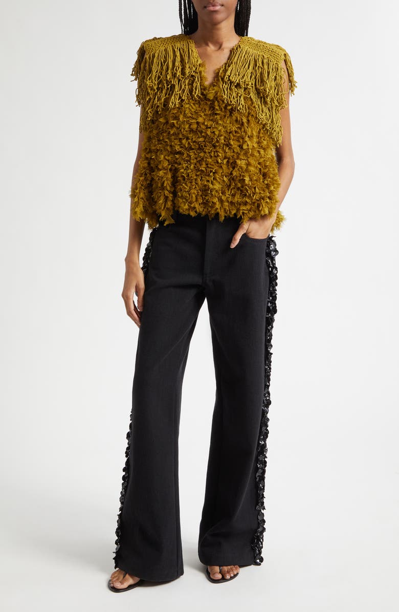 Diotima Burro Paillette Side Stripe Wide Leg Jeans, Alternate, color, Black