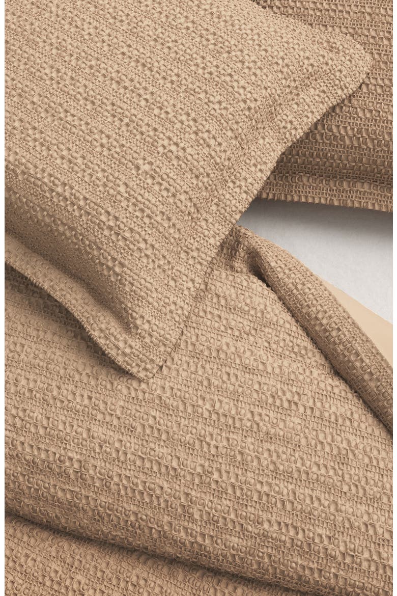 Reversible Honeycomb Waffle Cotton Duvet & Sham Set, Alternate, color, CAPPUCCINO