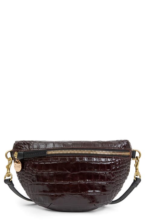 Petite Fanny Croc Embossed Leather Belt Bag