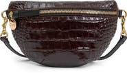 Clare V. Petite Fanny Croc Embossed Leather Belt Bag