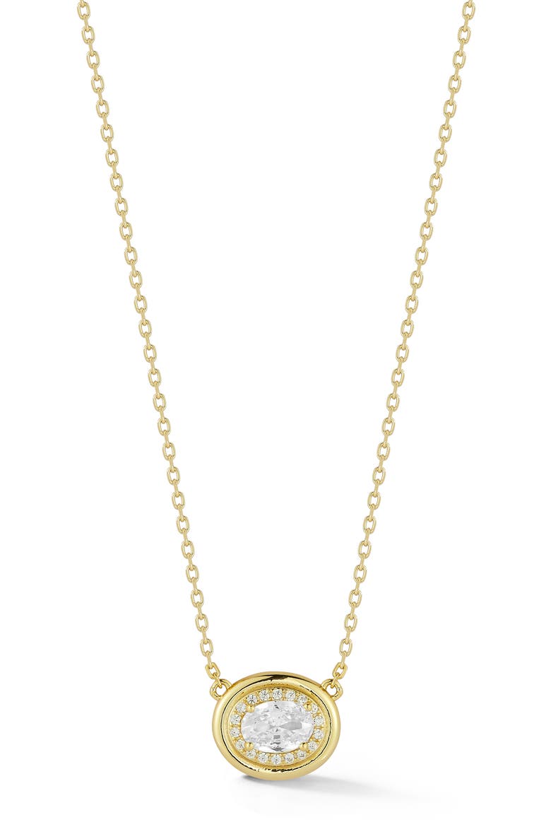 Cubic Zirconia Oval Pendant Necklace, Main, color, GOLD