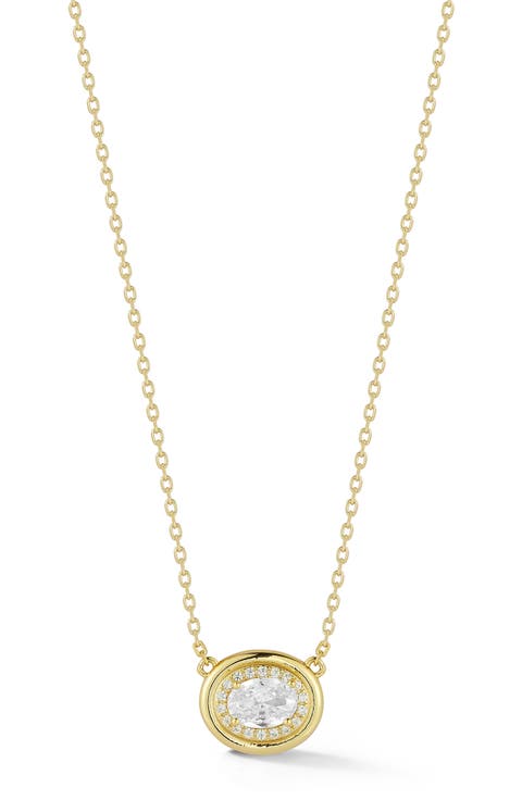 Cubic Zirconia Oval Pendant Necklace