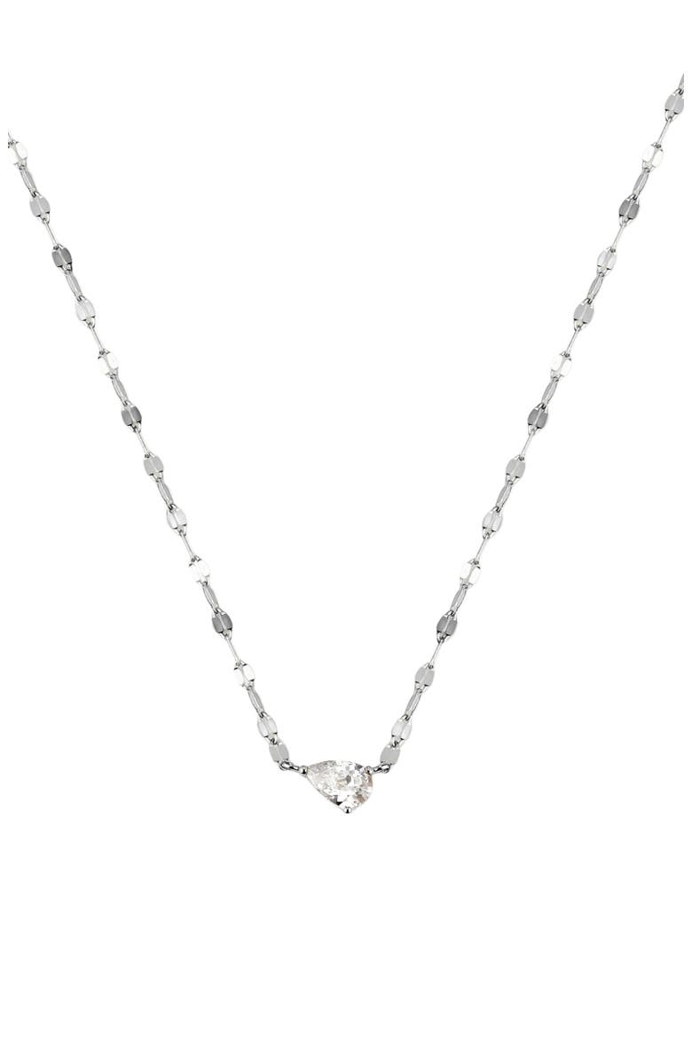 Dew Drop Solitaire Necklace, Main, color, Silver