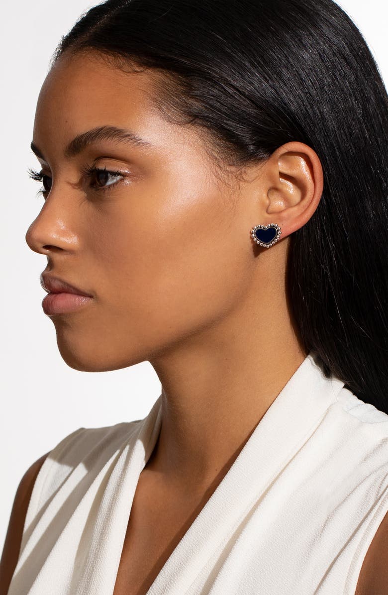 LAGOS Maya Heart Stud Earrings, Alternate, color, Silver/ Onyx