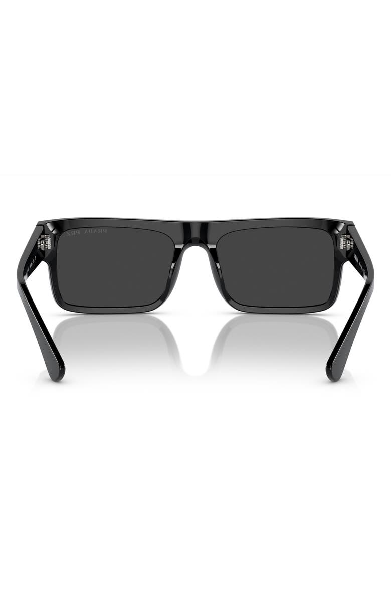 Prada 59mm Polarized Rectangular Sunglasses, Alternate, color, Black