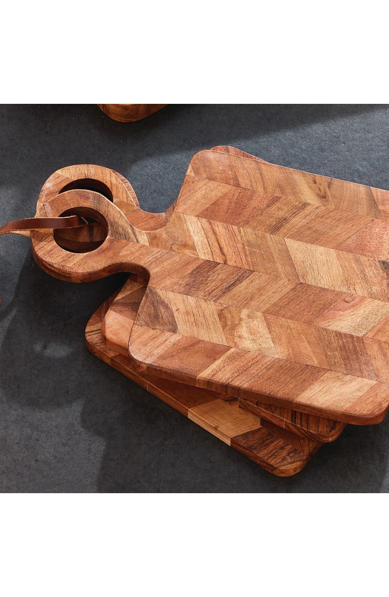 Napa Home & Garden Renata Mini Serving Board Platters Set of 4, Alternate, color, Brown