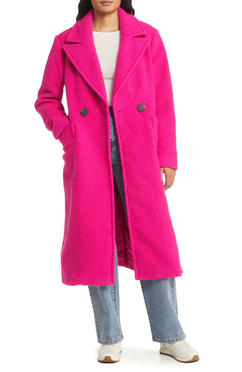 BCBGeneration Longline Coat, Alternate, color, Bright Pink