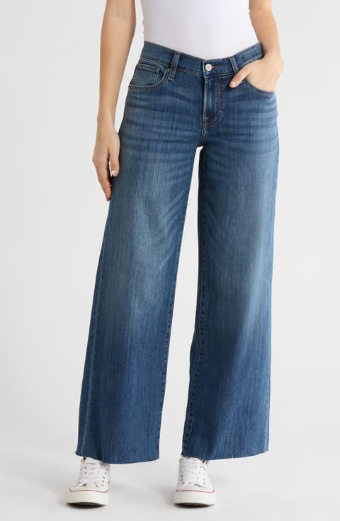 Sweet Raw Hem Mid Rise Wide Leg Jeans (Self Esteem)