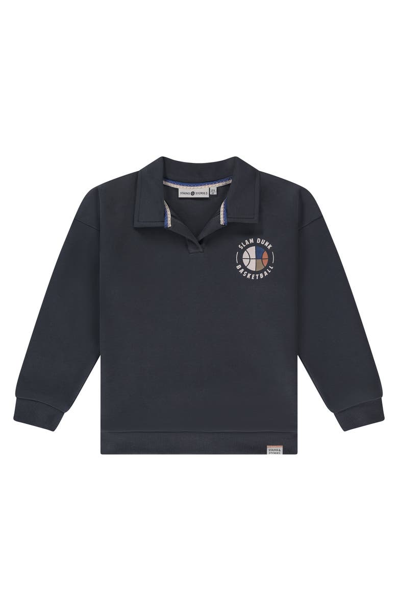 Stains and Stories by Babyface Basketball Emblem Polo Sweatshirt, Main, color, Antra