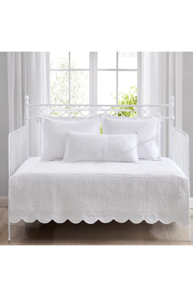 Laura Ashley LA Solid Trellis Stitch 4-Piece T136 Cotton Daybed Set, Alternate, color,