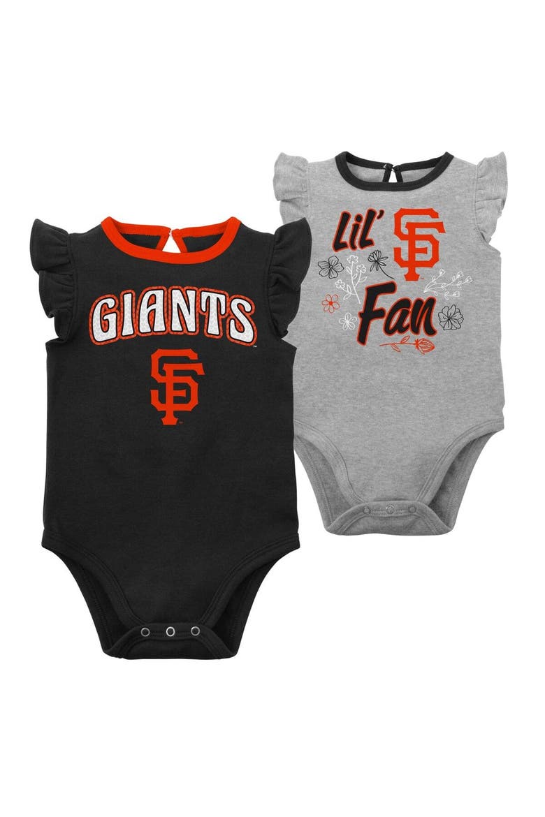 Infant Black/Heather Gray San Francisco Giants Little Fan Two-Pack Bodysuit Set, Main, color, Black