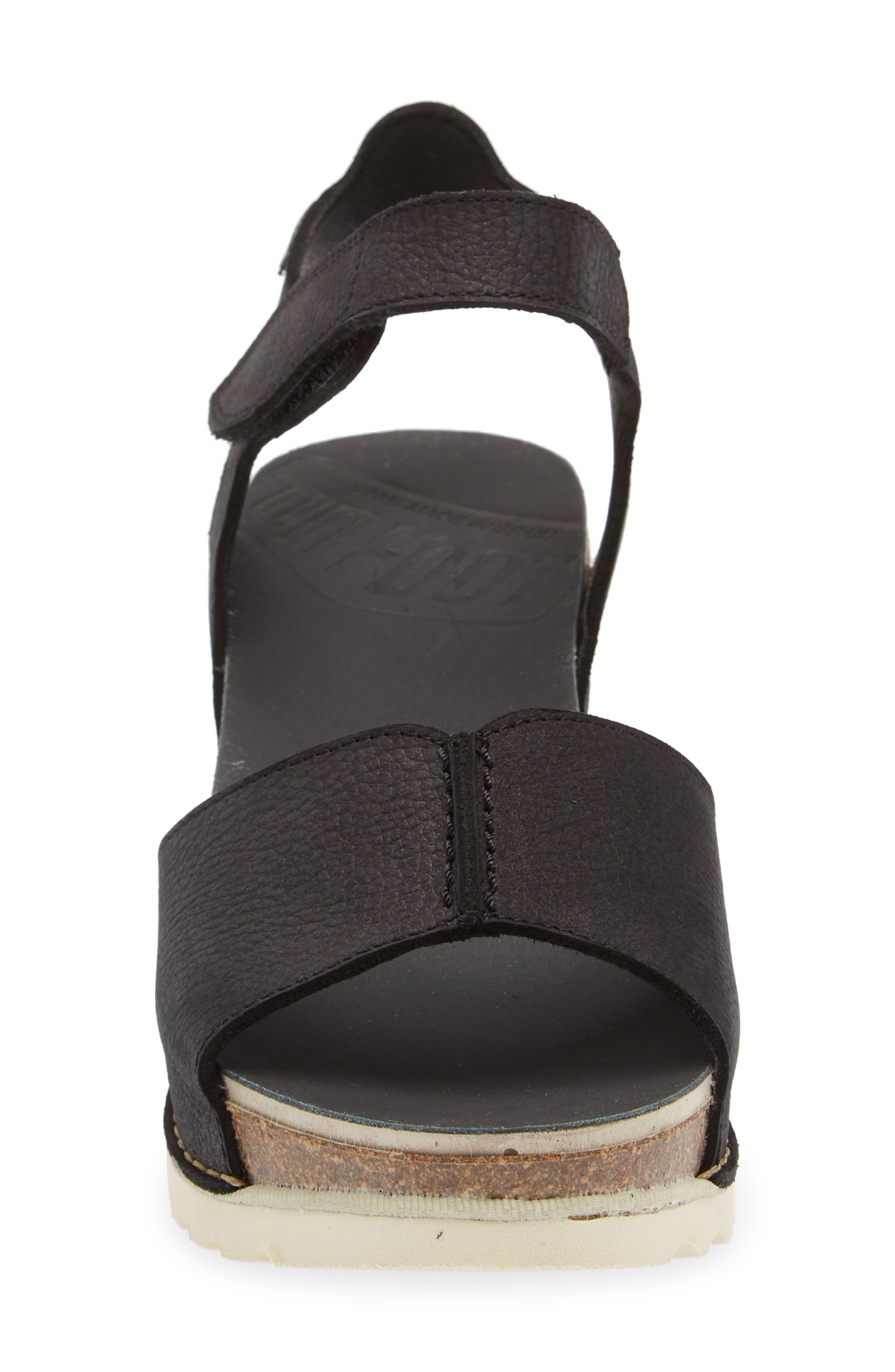 On Foot Leather Wedge Sandal, Alternate, color, Black Leather