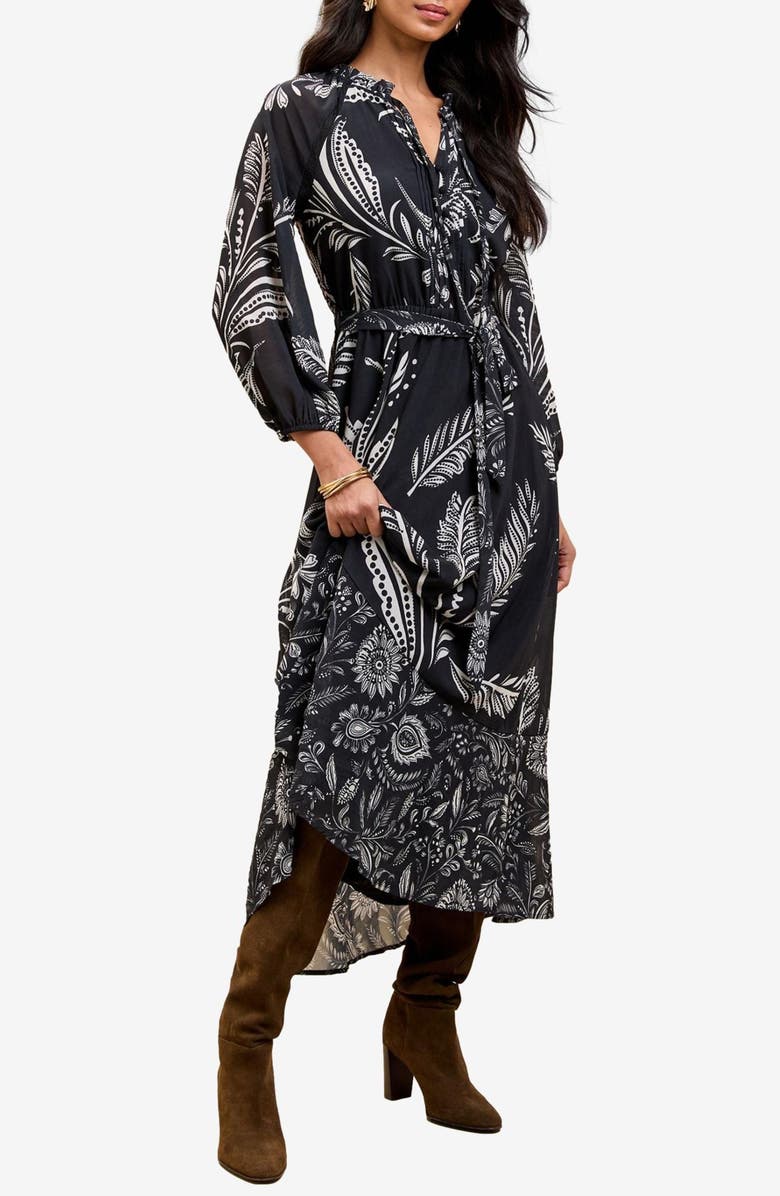 Lipsy Balloon Sleeves Maxi Dress, Main, color, Black