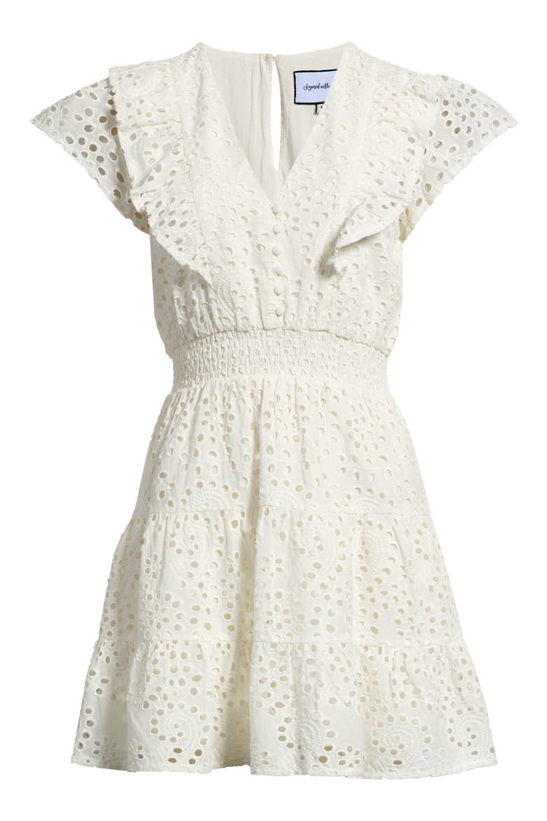 Lil Jane Eyelet Lace Minidress, Alternate, color, WHITE