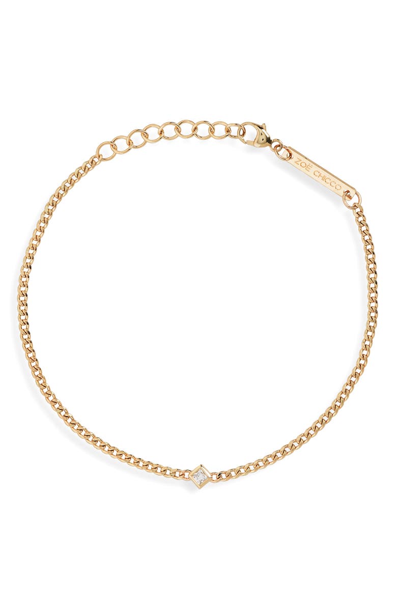 Zoë Chicco Diamond Pendant Bracelet, Main, color, Yellow Gold