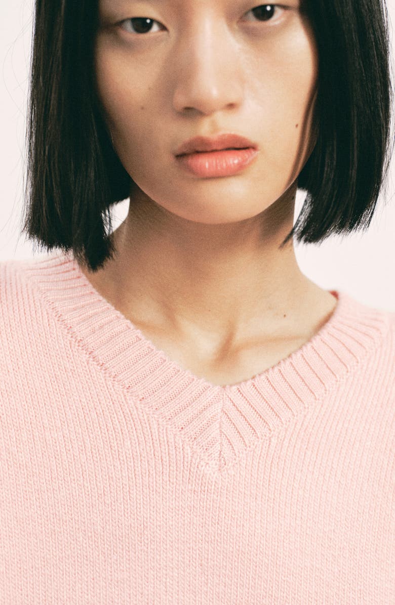 MANGO V-Neck Sweater, Alternate, color, Pastel Pink
