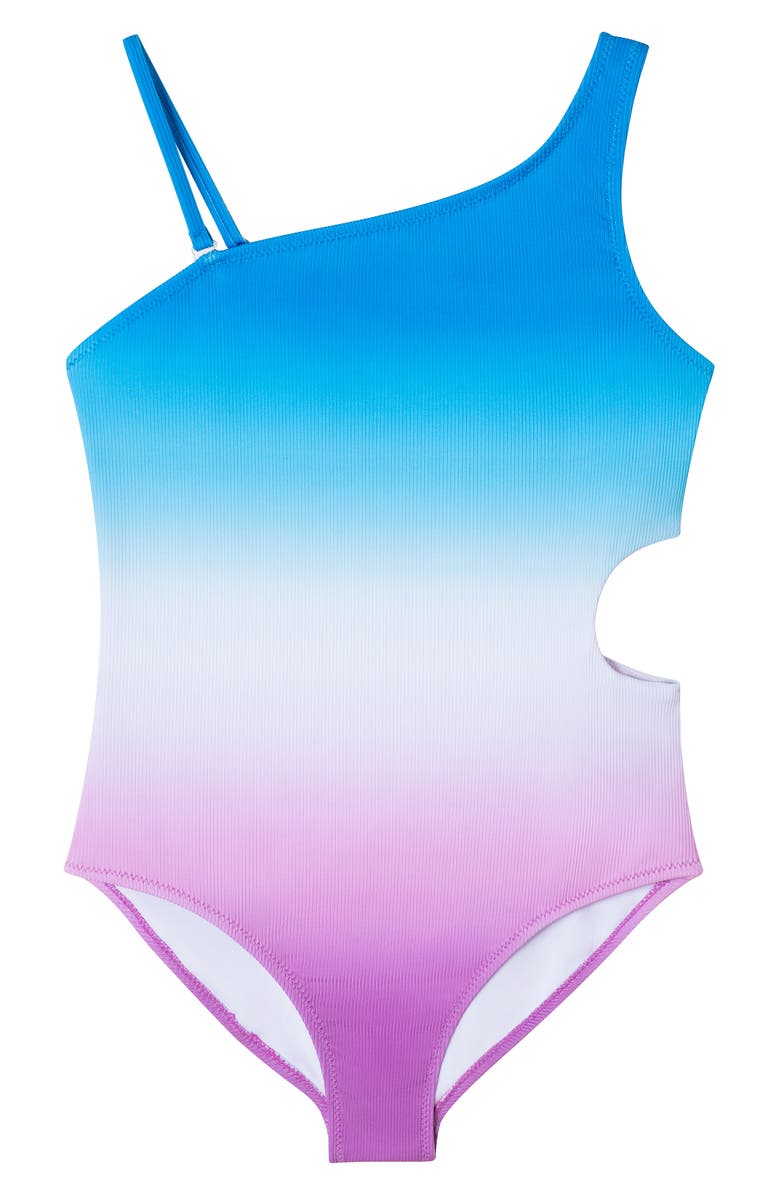 Andy & Evan Kids' Cutout Rib Ombré One-Piece Swimsuit, Main, color, 