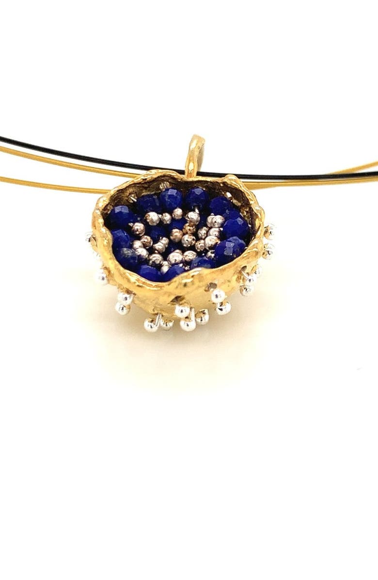 Esin Akan Dance of Stamens Necklace Midi, Gold Plated Pendant with Lapis Lazuli, Alternate, color, Gold Plated