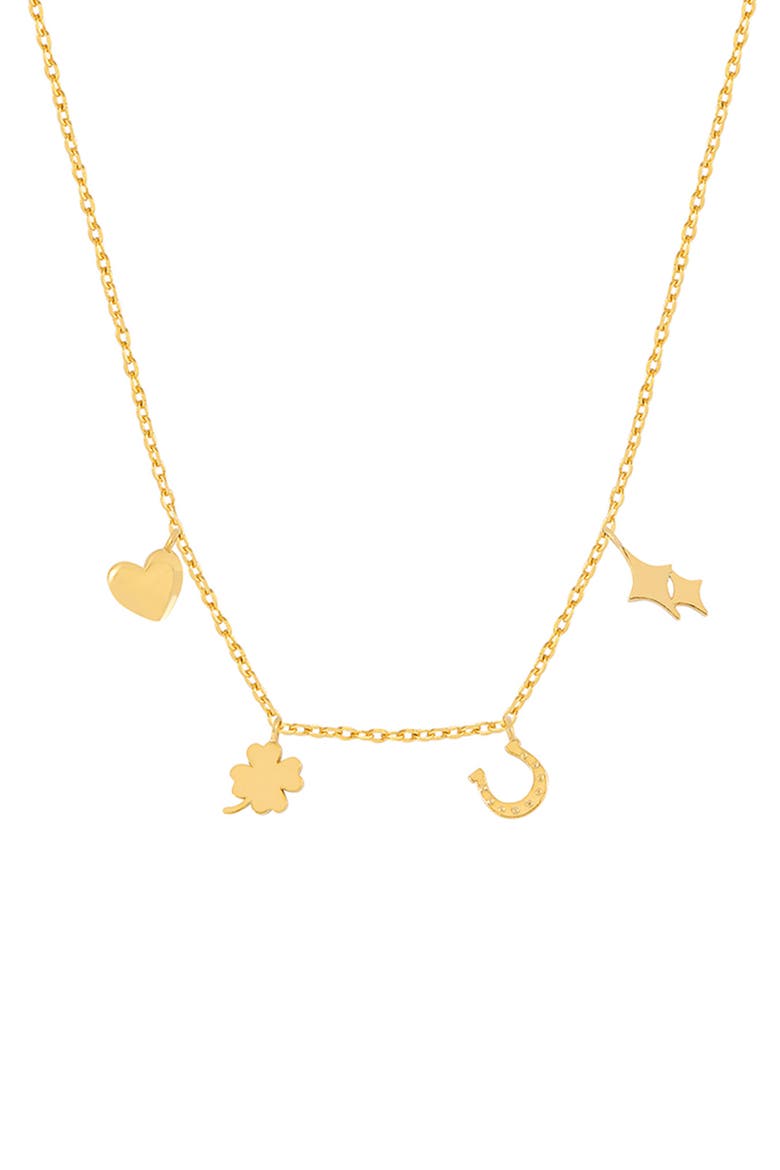Love & Luck Charm Layer Necklace, Main, color, GOLD
