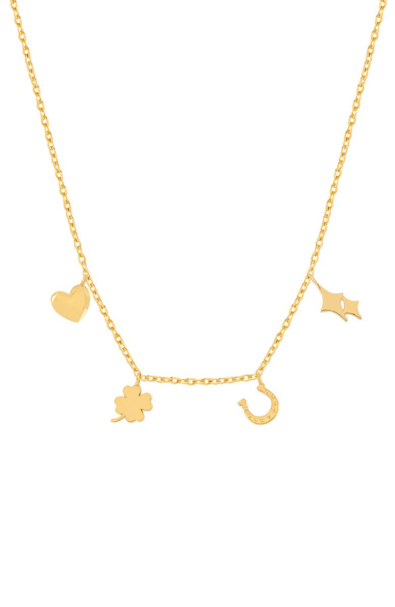 Estella Bartlett Love & Luck Charm Layer Necklace, Main, color, Gold
